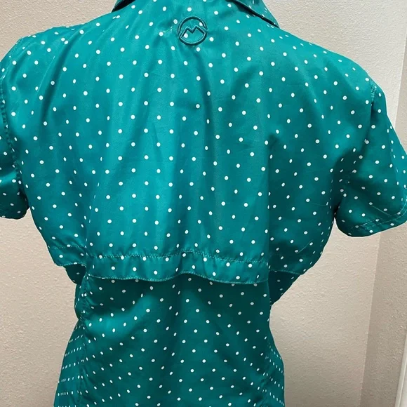 Magellan Outdoors Teal Polka Dot Button Down Shirt - Picture 4 of 5